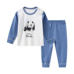 婴儿哈衣  熊猫蓝套装