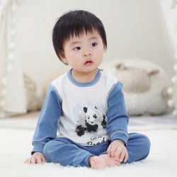 婴儿哈衣  熊猫蓝套装